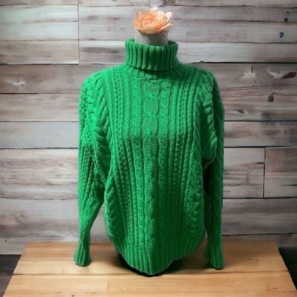 Vintage GAP Green Chunky Turtleneck Sweater size M - Picture 1 of 7